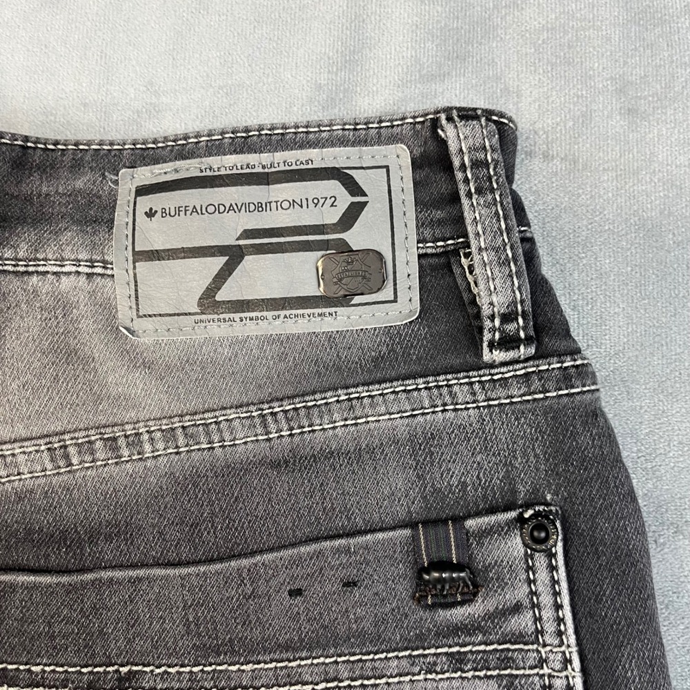 Buffalo David Bitton Ash-X Slim Stretch Jeans Mens 30x32 Gray Faded - Picture 8 of 8